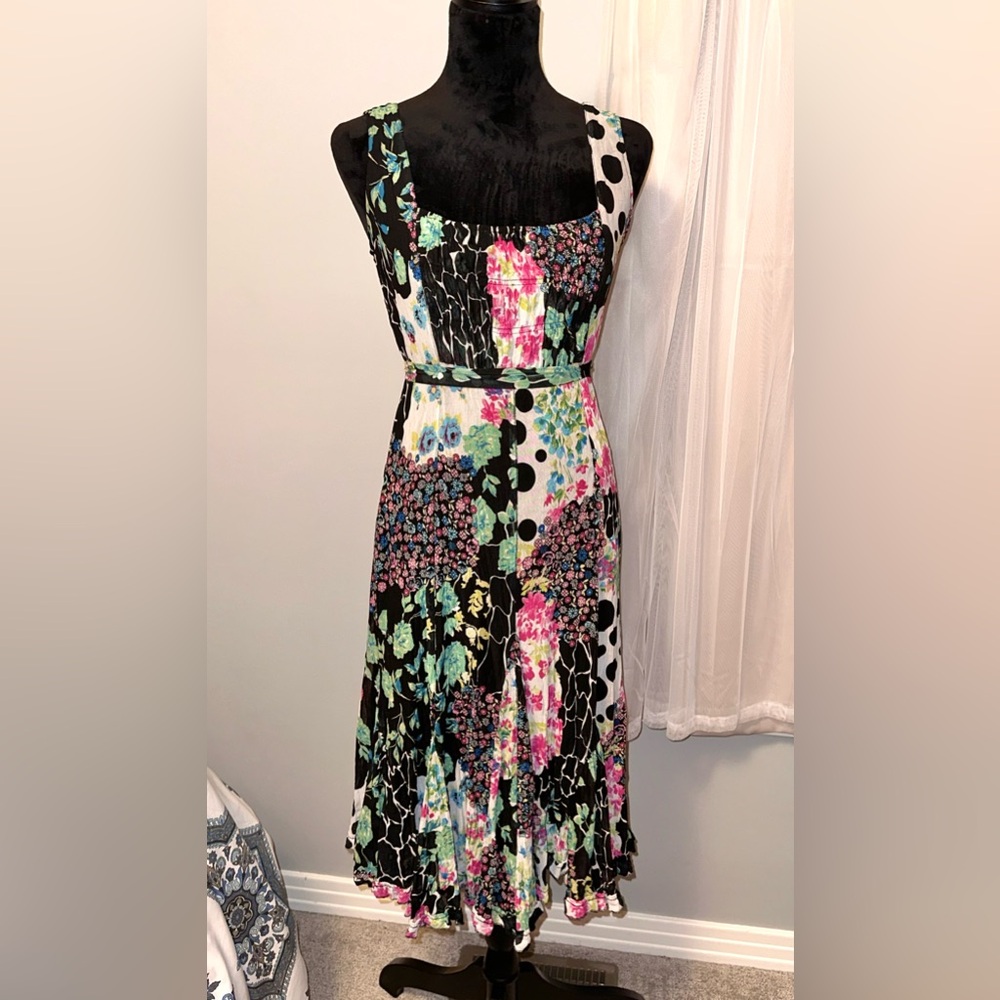 Alberto Makali - Vintage Multi Color Floral Midi Mesh Dress - Sz M